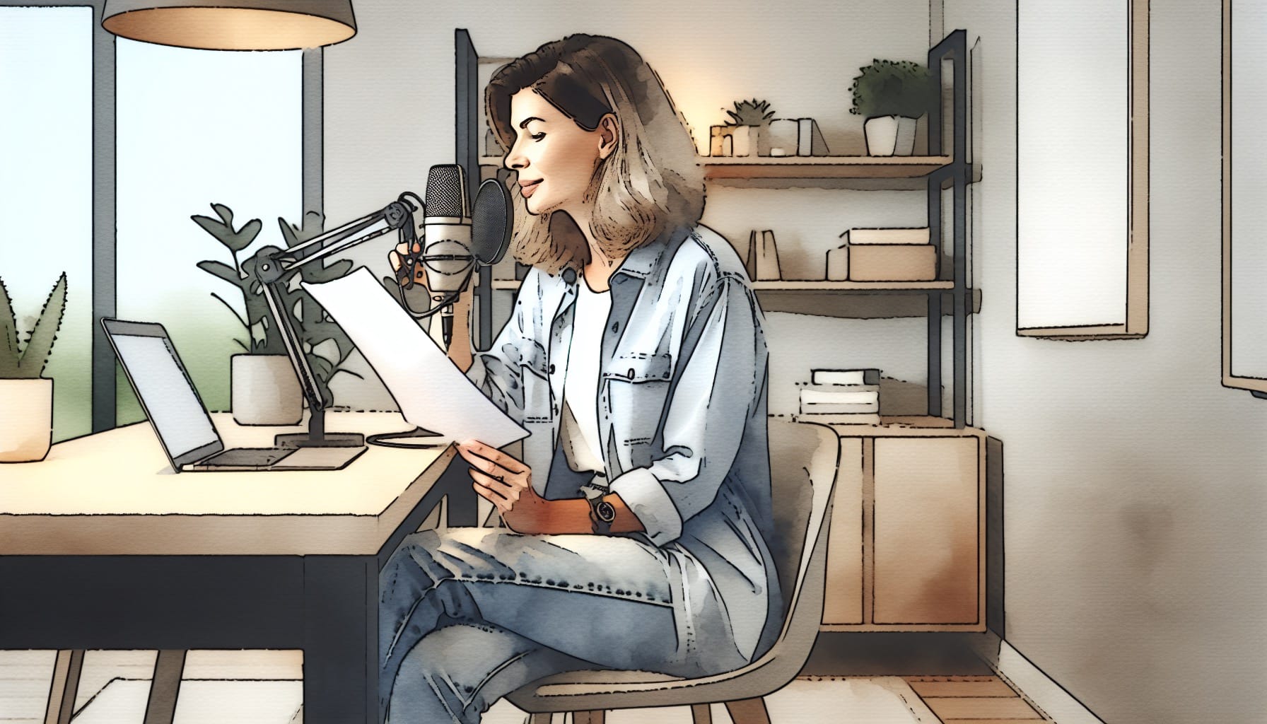 woman recording a podcast epidsode