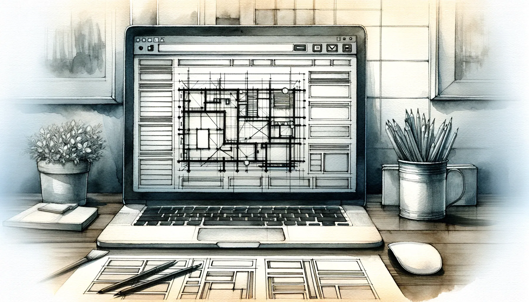 mockup of a website being constructed